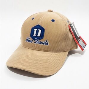 NWT VTG Duke Blue Devils Hat Cap Corduroy Colosseum Strap Back 90’s Y2K Beige